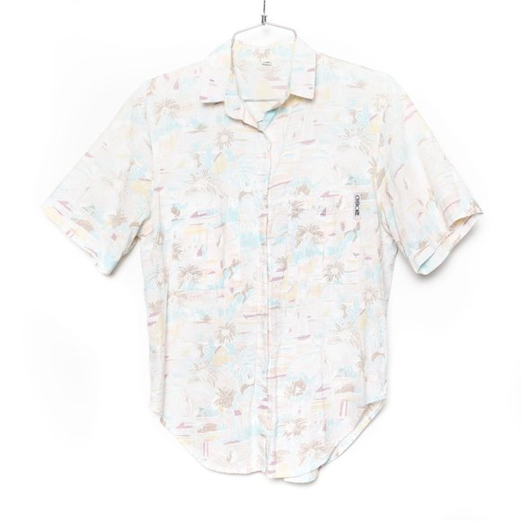 Vintage Cherokee Pastel Beach Print Button Down Top - Picture 3 of 8